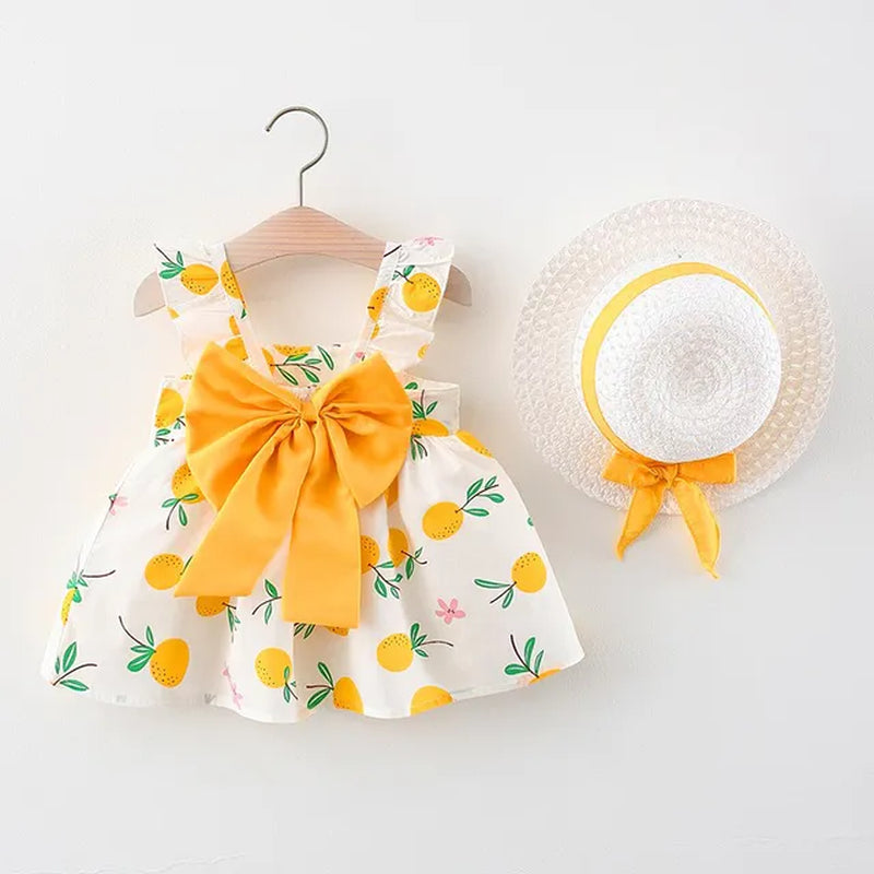 Summer Chic: Baby Girl Fruit Print Cotton Fashion Dress