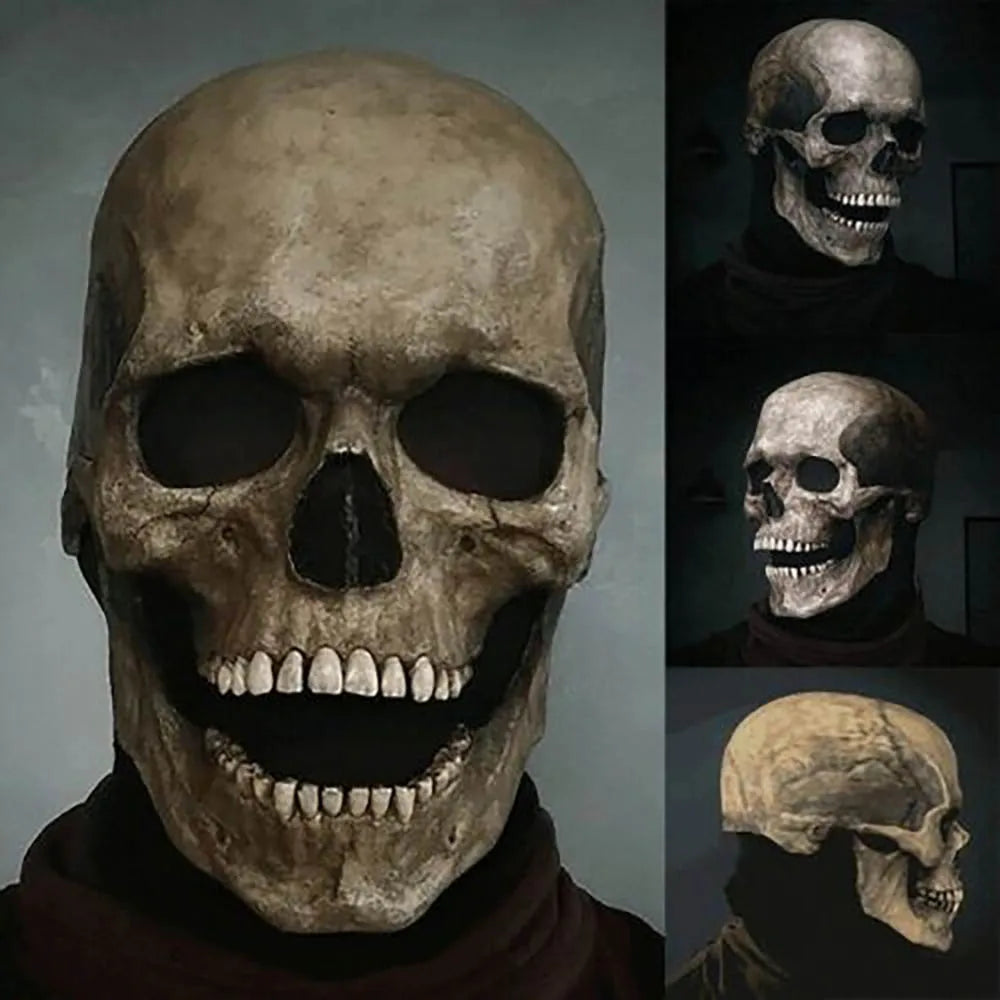 Realistic Halloween Skull Mask with Movable Jaw