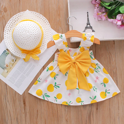 Summer Chic: Baby Girl Fruit Print Cotton Fashion Dress